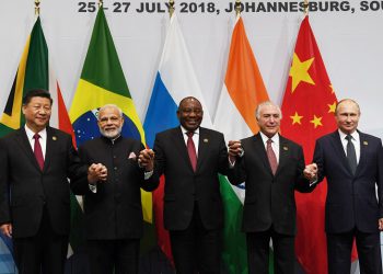 The Prime Minister, Shri Narendra Modi in the BRICS Family Photograph with other Leaders, at the 10th BRICS Summit, at the Sandton International Convention Centre, in Johannesburg, South Africa on July 26, 2018.