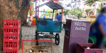 ಬನಶಂಕರಿ 3ನೆಯ ಹಂತದಲ್ಲಿ ಫುಟ್’ಪಾತ್ ಇದೆ, ಆದರೆ ಪಾದಚಾರಿಗಳ ಬಳಕೆಗೆ ಮಾತ್ರ ಇಲ್ಲ