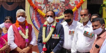 ಭದ್ರಾವತಿ ದಸರಾಗೆ ಮಾಜಿ ಯೋಧರಿಂದ ಹಳದಮ್ಮ ದೇವಾಲಯದಲ್ಲಿ ಅಧಿಕೃತ ಚಾಲನೆ