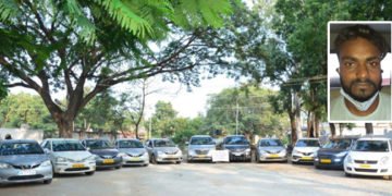 ಕಾರು ಬಾಡಿಗೆಗೆ ಪಡೆದು ವಂಚಿಸುತ್ತಿದ್ದವನ ಬಂಧನ, 12 ಕಾರು ವಶ