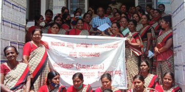 ಭದ್ರಾವತಿ: ವಿವಿಧ ಬೇಡಿಕೆಗಳ ಈಡೇರಿಸುವಂತೆ ಅಂಗನವಾಡಿ ಕಾರ್ಯಕರ್ತೆಯರ ಆಗ್ರಹ