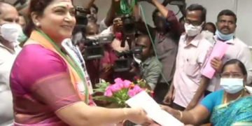 ಚೆನ್ನೈನ ತೌಸಂಡ್ಸ್ ಲೈಟ್ಸ್ ಕ್ಷೇತ್ರದಿಂದ ಖುಷ್ಬೂ ನಾಮಪತ್ರ