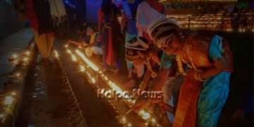 ಸಾಗರದ ಹೊಸಗುಂದದಲ್ಲಿ ಅದ್ದೂರಿ ಲಕ್ಷ ದೀಪೋತ್ಸವ: ಪುಷ್ಕರಣಿಯಲ್ಲಿ ಜಲಯೋಗ