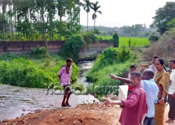 ಶಿಥಿಲಾವಸ್ಥೆಯಲ್ಲಿ ಕೆರೆಯ ಕೋಡಿ:  ಸ್ಥಳಕ್ಕೆ ಪವಿತ್ರ ರಾಮಯ್ಯ ಭೇಟಿ – ಪರಿಶೀಲನೆ