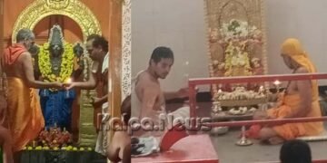 ಭದ್ರಾವತಿ: ಸಿದ್ಧಾರೂಢ ನಗರ ರಾಘವೇಂದ್ರ ಸ್ವಾಮಿ ಮಠದಲ್ಲಿ ಅದಮಾರು ಶ್ರೀಗಳಿಂದ ಪೂಜೆ ಸಲ್ಲಿಕೆ