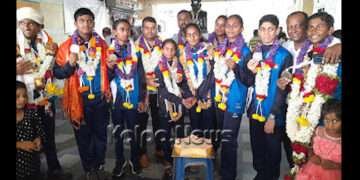 ಭದ್ರಾವತಿ: 2ನೇ ಇಂಡೋ-ನೇಪಾಳ್ ಚಾಂಪಿಯನ್‌ಶಿಪ್ ಪಂದ್ಯಾವಳಿ ವಿಜೇತರಿಗೆ ಅದ್ದೂರಿ ಸ್ವಾಗತ