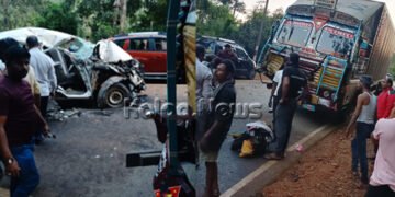 ಕಾರು-ಲಾರಿ ಮುಖಾಮುಖಿ ಡಿಕ್ಕಿ: ಓರ್ವನಿಗೆ ಗಂಭೀರ ಗಾಯ