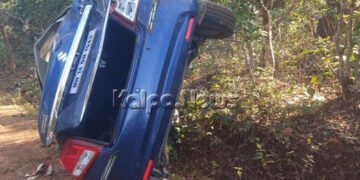 ಚಾಲಕನ ನಿಯಂತ್ರಣ ತಪ್ಪಿ ಪಲ್ಟಿಯಾದ ಕಾರು: ತಪ್ಪಿದ ಭಾರೀ ಅನಾಹುತ