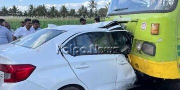 ಸಾರಿಗೆ ಬಸ್-ಕಾರು ಮುಖಾಮುಖಿ ಢಿಕ್ಕಿ: ಇಬ್ಬರು ಸಾವು, ನಾಲ್ವರಿಗೆ ಗಾಯ