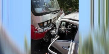 ಕೆಎಸ್‌ಆರ್‌ಟಿಸಿ ಬಸ್ – ಕಾರು ನಡುವೆ ಮುಖಾಮುಖಿ ಢಿಕ್ಕಿ: ನಾಲ್ವರು ಗಂಭೀರ