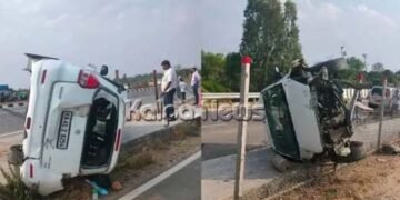 ಕಾರಿನ ಟೈರ್ ಸ್ಪೋಟಗೊಂಡು ಅಪಘಾತ: ಚಾಲಕ ಸ್ಥಳದಲ್ಲೇ ಸಾವು