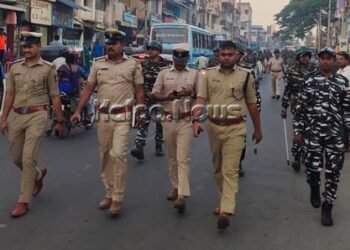 ವಿಧಾನಸಭಾ ಚುನಾವಣೆ ಹಿನ್ನೆಲೆ: ಭದ್ರಾವತಿಯ ಪ್ರಮುಖ ರಸ್ತೆಗಳಲ್ಲಿ ಸಿಆರ್ಪಿಎಫ್ ರೂಟ್ ಮಾರ್ಚ್