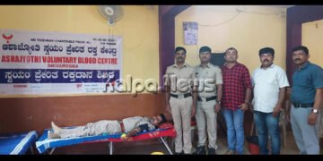 ಹೊಸನಗರ ಸಿಪಿಐ ಗಿರೀಶ್ ನೇತೃತ್ವದಲ್ಲಿ ರಕ್ತದಾನ ಶಿಬಿರ ಸಂಪನ್ನ