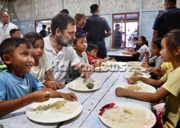 ಮಣಿಪುರದ ಚುರಚಂದಪುರ ನಿರಾಶ್ರಿತರ ಶಿಬಿರಕ್ಕೆ ರಾಹುಲ್ ಗಾಂಧಿ ಭೇಟಿ