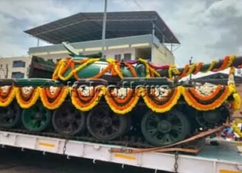 ಟಿ-55 ನಿಷ್ಕ್ರಿಯ ಯುದ್ಧ ಟ್ಯಾಂಕರ್‌ಗೆ ಅದ್ಧೂರಿ ಸ್ವಾಗತ