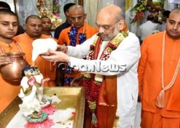 On the auspicious occasion of Janmashtami, Shah visited Delhi’s ISKCON temple