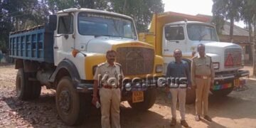 ಅಕ್ರಮ ಮರಳು ಸಾಗಾಣಿಕೆ, ಎರಡು ಟಿಪ್ಪರ್ ಅರಣ್ಯ ಇಲಾಖೆ ವಶಕ್ಕೆ