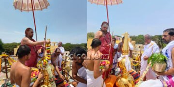 ಮೈಸೂರು | ಶಂಕರ ಮಠದಲ್ಲಿ ಬಂಗಾರ ಲೇಪಿತ ಕಂಚಿನ ಕಳಸ ಪ್ರತಿಷ್ಠಾಪನೆ