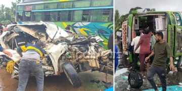 ಶಿರಾಳಕೊಪ್ಪ ಭೀಕರ ರಸ್ತೆ ಅಪಘಾತ | ಖಾಸಗಿ ಬಸ್ ಪಲ್ಟಿ | ಕಾರು ಚಾಲಕ ಸಾವು