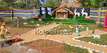 ಸೊರಬ | ವಿದ್ಯುತ್ ದೀಪಗಳಿಂದ ಶೃಂಗರಿಸಿದ ಚರ್ಚ್ | ಕ್ರಿಸ್‌ಮಸ್ ಹಬ್ಬಕ್ಕೆ ಶಾಂತಿಯ ಸಂದೇಶ