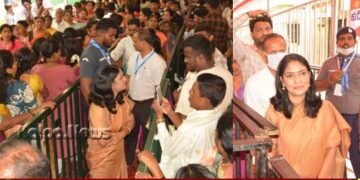 ಸಾಮಾನ್ಯರಂತೆ ಕ್ಯೂನಲ್ಲಿ ನಿಂತು ಹಾಸನಾಂಬ ದರ್ಶನ ಪಡೆದ ಡಿಸಿ | ಜಿಲ್ಲಾಧಿಕಾರಿಯನ್ನೇ ತಳ್ಳಿ ಹಾಕಿದ ಸಿಬ್ಬಂದಿ