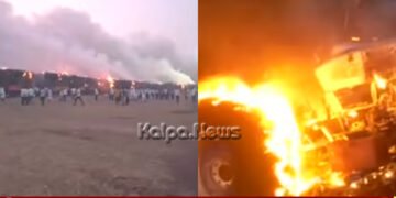 ಉಗ್ರ ರೂಪಕ್ಕೆ ಕಬ್ಬು ಬೆಳೆಗಾರರ ಹೋರಾಟ : 50ಕ್ಕೂ ಅಧಿಕ ಟ್ರಾಕ್ಟರ್’ಗಳು ಧಗ ಧಗ