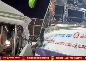 ಶಿವಮೊಗ್ಗ | ತುಂಗಾ ನದಿ ಸೇತುವೆ ಮೇಲೆ ಖಾಸಗಿ ಬಸ್-ಟಿಟಿ ಮುಖಾಮುಖಿ ಡಿಕ್ಕಿ