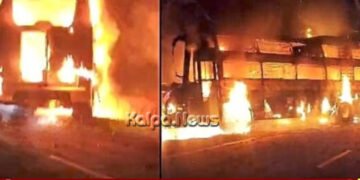 ಶಿವಮೊಗ್ಗ | ಹೊತ್ತಿ ಉರಿದ ಖಾಸಗಿ ಸ್ಲೀಪರ್ ಬಸ್ | ಅದೃಷ್ವವಷಾತ್ ಪ್ರಯಾಣಿಕರು ಸೇಫ್