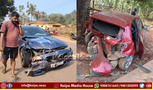 ಮೇಗರವಳ್ಳಿ ಶಾಲೆ ಎದುರು ಅಪಘಾತ | ಎರಡು ಕಾರು ಸಂಪೂರ್ಣ ನಜ್ಜುಗುಜ್ಜು