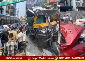 ಶಿವಮೊಗ್ಗದಲ್ಲಿ ಸರಣಿ ಅಪಘಾತ | ಕಾರು-ಬಸ್ ನಡುವೆ ಸಿಲುಕಿದ ಆಟೋ ನಜ್ಜುಗುಜ್ಜು | ಘಟನೆ ನಡೆದಿದ್ದು ಹೇಗೆ?