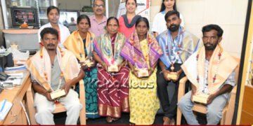 ಭದ್ರಾವತಿ | ಆರು ಪೌರ ಕಾರ್ಮಿಕರಿಗೆ ಮಧು ಲ್ಯಾಬ್ ವತಿಯಿಂದ ಸನ್ಮಾನ