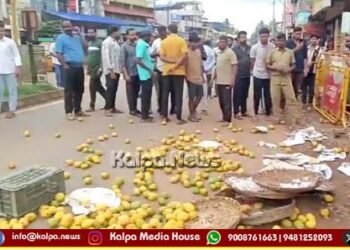 ಶಿರಾಳಕೊಪ್ಪ | ರಸ್ತೆಗೆ ಮಾವಿನ ಹಣ್ಣು ಸುರಿದು ವ್ಯಾಪಾರಿಯ ಆಕ್ರೋಶ! ಕಾರಣವೇನು?