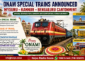 Onam Festival | Special Trains Between Mysuru–Kannur–Bengaluru Cant