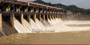 Water released from Tunga dam in shivamogga