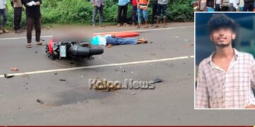 shikaripura road accident iti student milan dies
