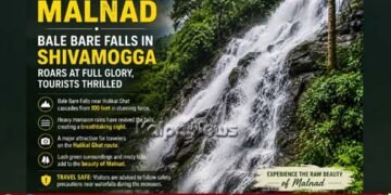 Heavy Rain Balebare Falls Shivamogga Tourist Attraction