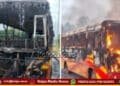 private-bus-catches-fire which traveling udupi-sagara