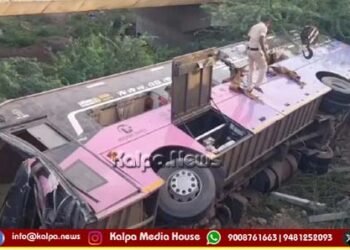 Accident hyderabad bengaluru bus falls from bridge