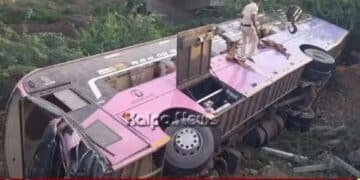 Accident hyderabad bengaluru bus falls from bridge