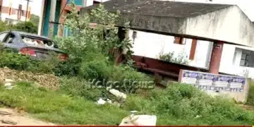 Shivamogga Sominakoppa Bus Stop Mess Overgrown Garbage